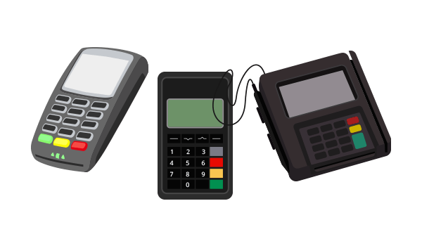 three point-of-sale payment card devices